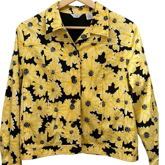 Laura Ashley Yellow Daisy Print Jacket Button Front 90s Y2K Women’s Size PM - Picture 1 of 4